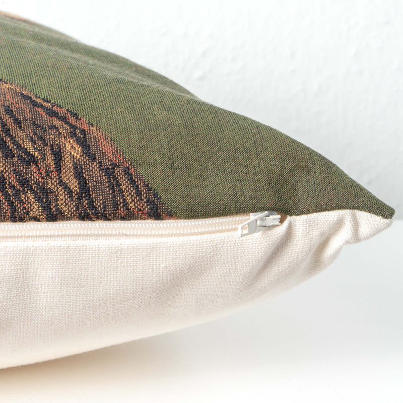 Green Cushion with Deer Motif (Gobelin Woven)
