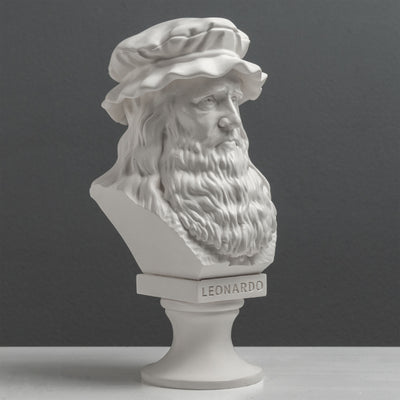 Leonardo da Vinci Bust Sculpture – Master of the Renaissance White Statue