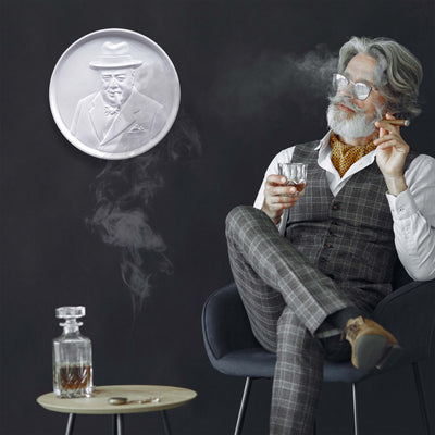 Winston Churchill with Cigar Wall Sculpture – Bas-Relief of the British Bulldog of WWII