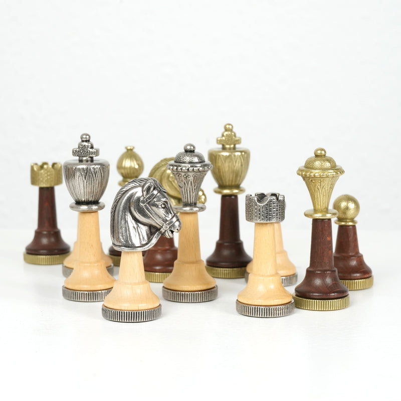 Classic Metal Chess Set by Italfama with Premium Queen’s Gambit Wooden Board
