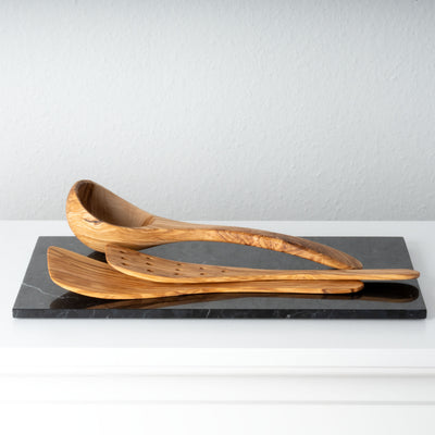 Handmade Olive Wood Kitchen Utensil Set (3-Piece)