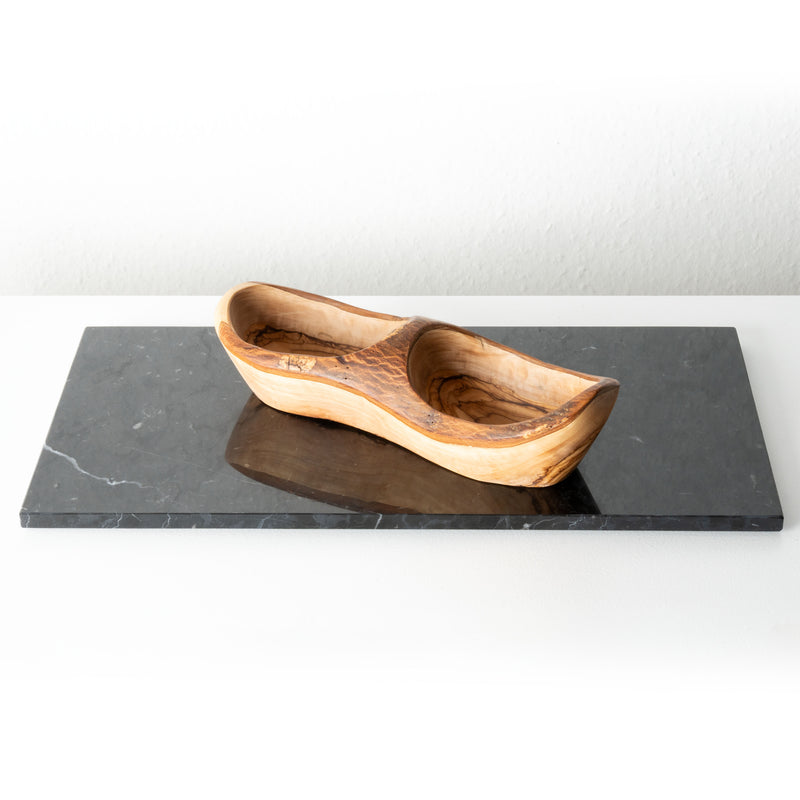 Handmade Olive Wood Plate with 2 Sections