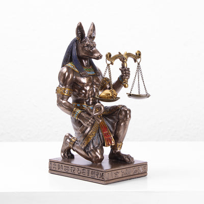Anubis Kneeling with Scales of Justice (Cold Cast Bronze Sculpture)