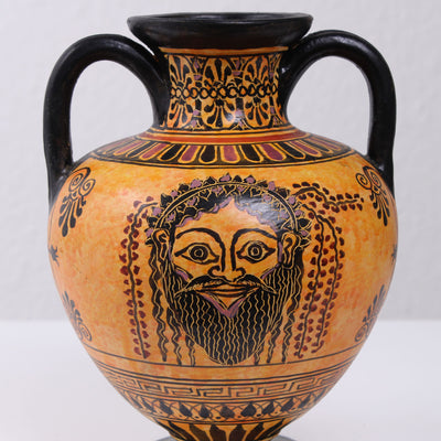 Black-Figure Greek Vase with Olive Harvesting Scene