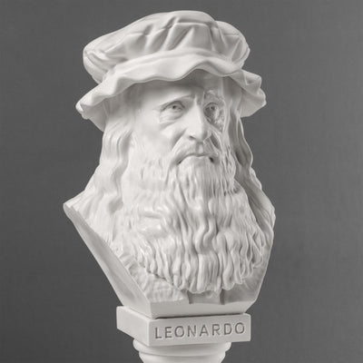 Leonardo da Vinci Bust Sculpture – Master of the Renaissance White Statue
