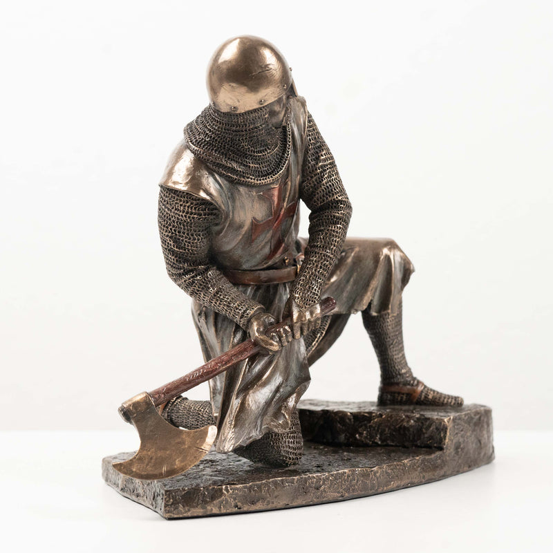 Templar Knight With Axe Statue (Cold Cast Bronze Sculpture)