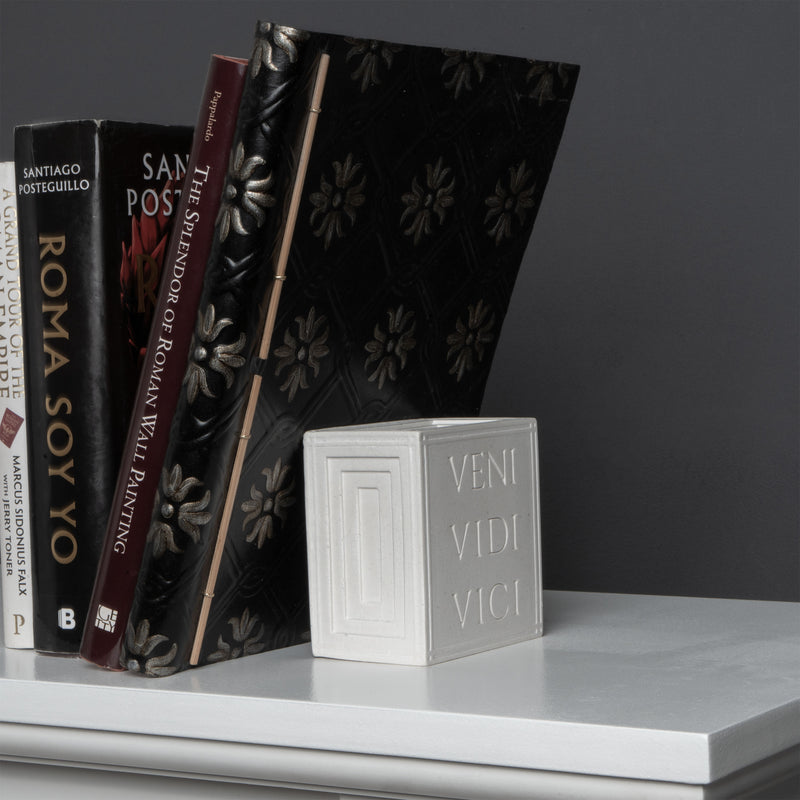 Veni Vidi Vici Bookend – Roman Carved Inscription Sculpture