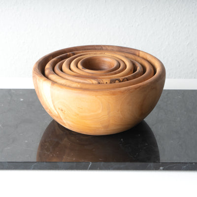 Handmade Olive Wood Bowl Set (6-Piece)