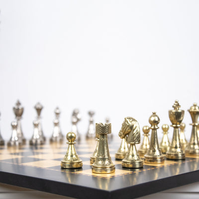 Staunton Metal Chess Set by Italfama with Premium Queen’s Gambit Wooden Board