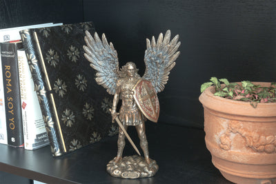 St. Michael the Archangel Sculpture – Defender of Heaven (Cold Cast Bronze Statue, Small)