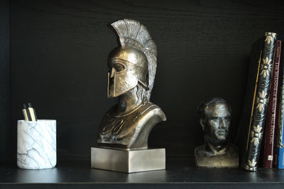 Spartan Warrior Statue (Greek Military Cold Cast Bronze Sculpture)