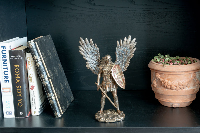 St. Michael the Archangel Sculpture – Defender of Heaven (Cold Cast Bronze Statue, Small)