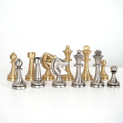 Staunton Brass Chess Set with Large Multifunction Leatherette Board by Italfama
