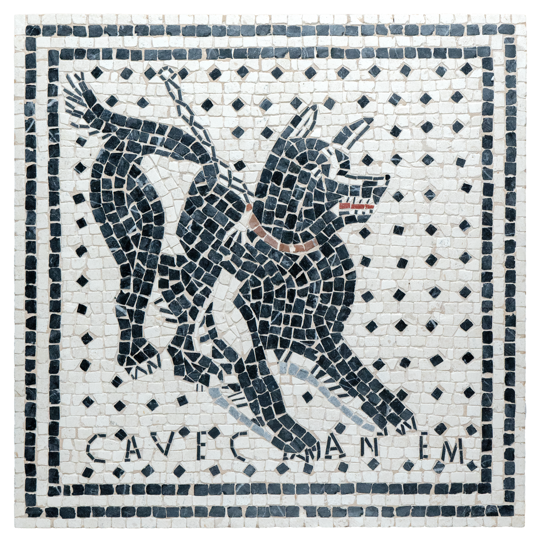 Cave Canem Mosaic marble stone handmade Roman custom personalized