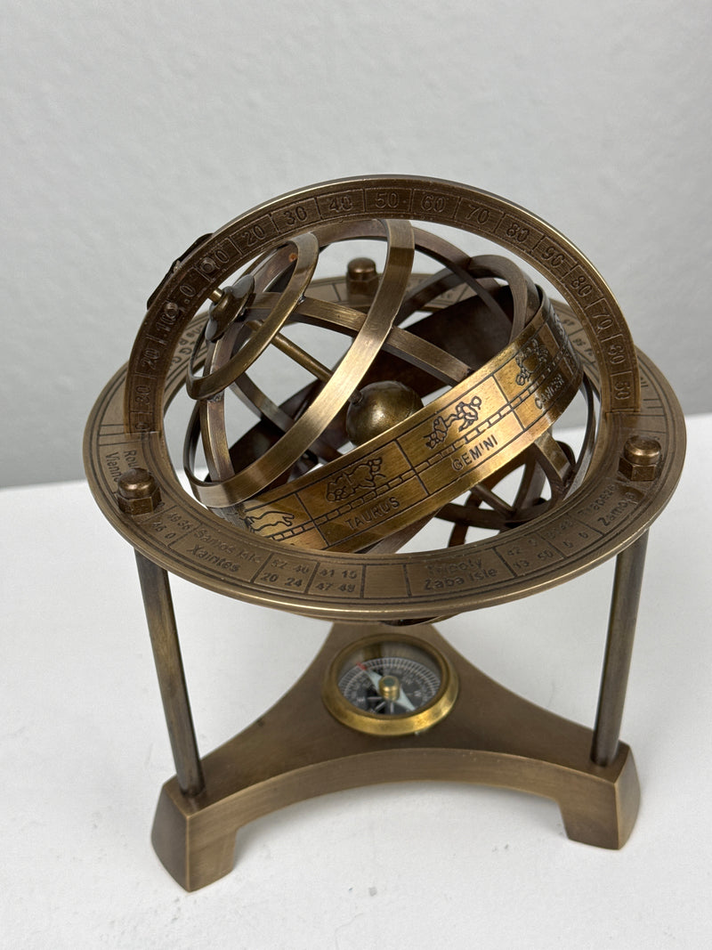 Armillary Sphere with Compass (Brass)