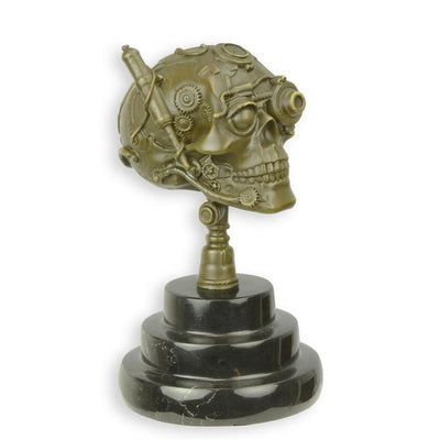 Steampunk Skull Statue (Hot Cast Bronze Sculpture)