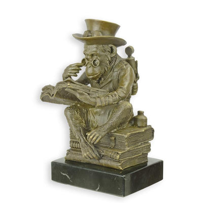 Steampunk Darwin Monkey Statue (Hot Cast Bronze Sculpture)