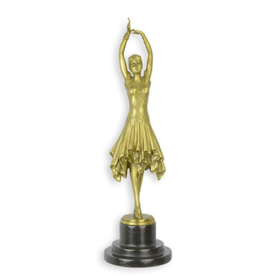 Oriental Dancer Statue (Polished - Hot Cast Bronze Sculpture)