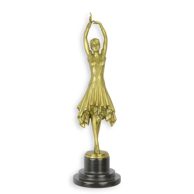 Oriental Dancer Statue (Polished - Hot Cast Bronze Sculpture)