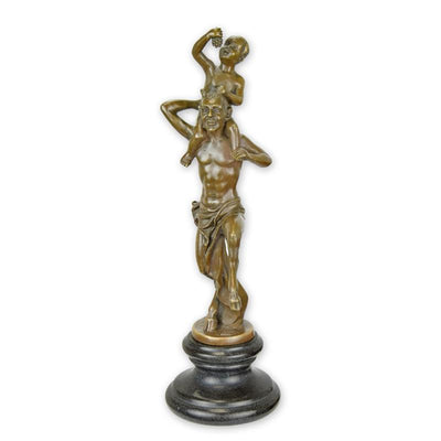 Faun with Little Dionysus Statue (Hot Cast Bronze Sculpture)