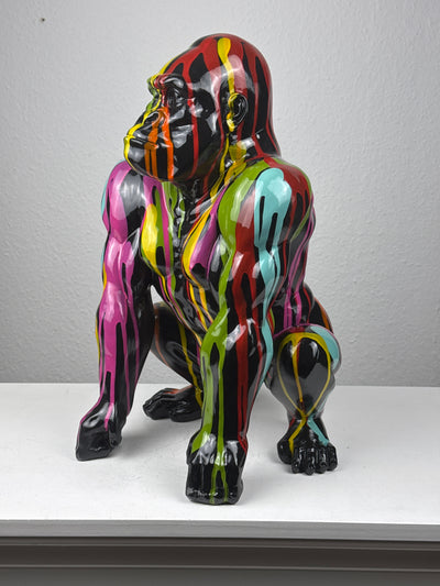 Pop Art Gorilla Statue (Splatter Modern Art)