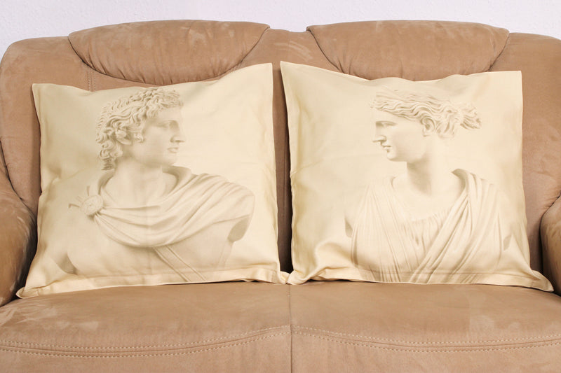 Cream Cushion Cover - Statue of Apollo