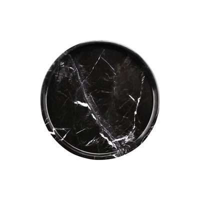 Round Marble Tray with Edges (Black)