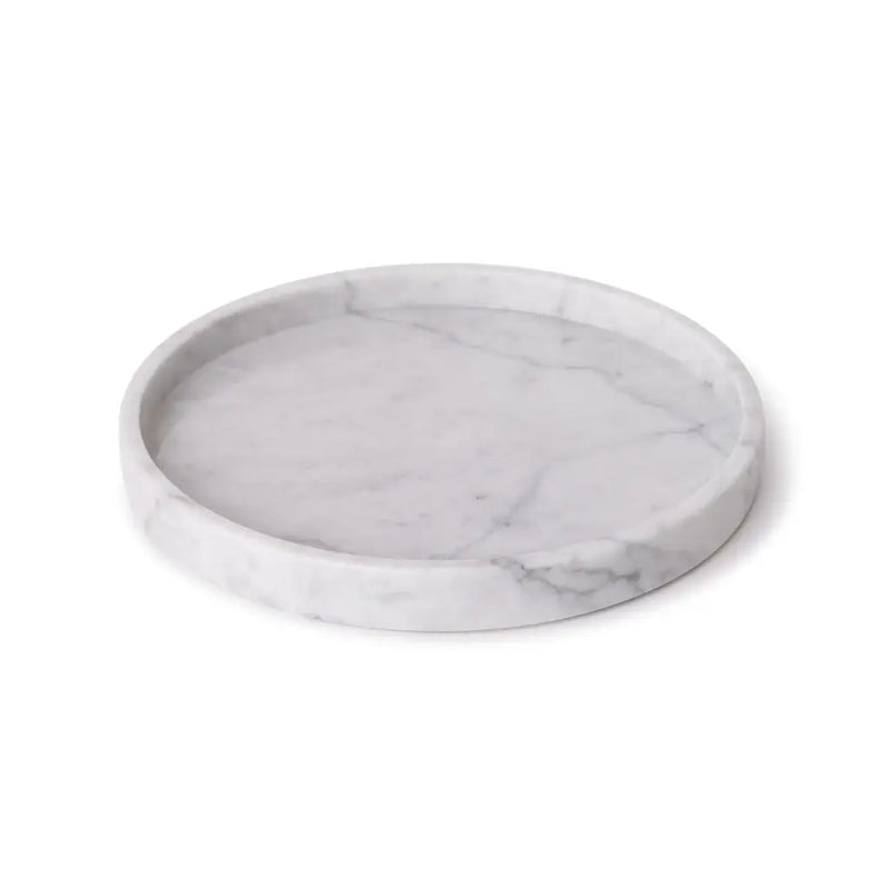 Round Marble Tray with Edges (White)