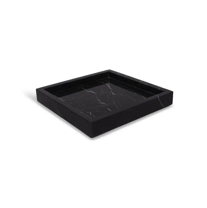 Square Marble Tray with Edges (Black)