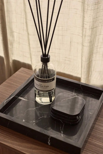 Square Marble Tray with Edges (Black)