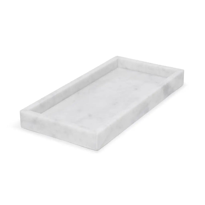 Rectangle Marble Tray with Edges (White)