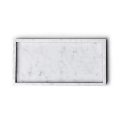 Rectangle Marble Tray with Edges (White)