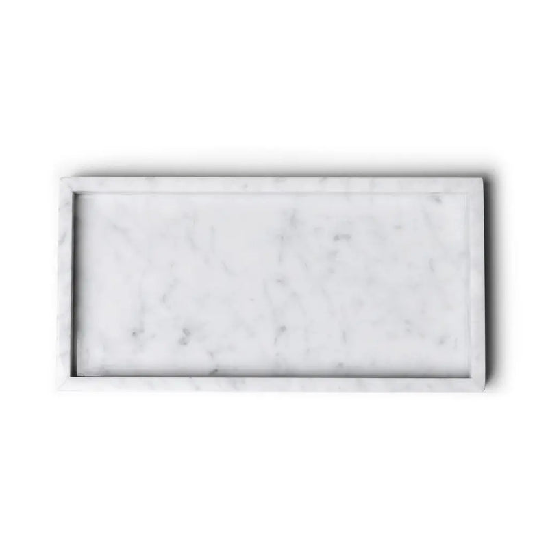 Rectangle Marble Tray with Edges (White)