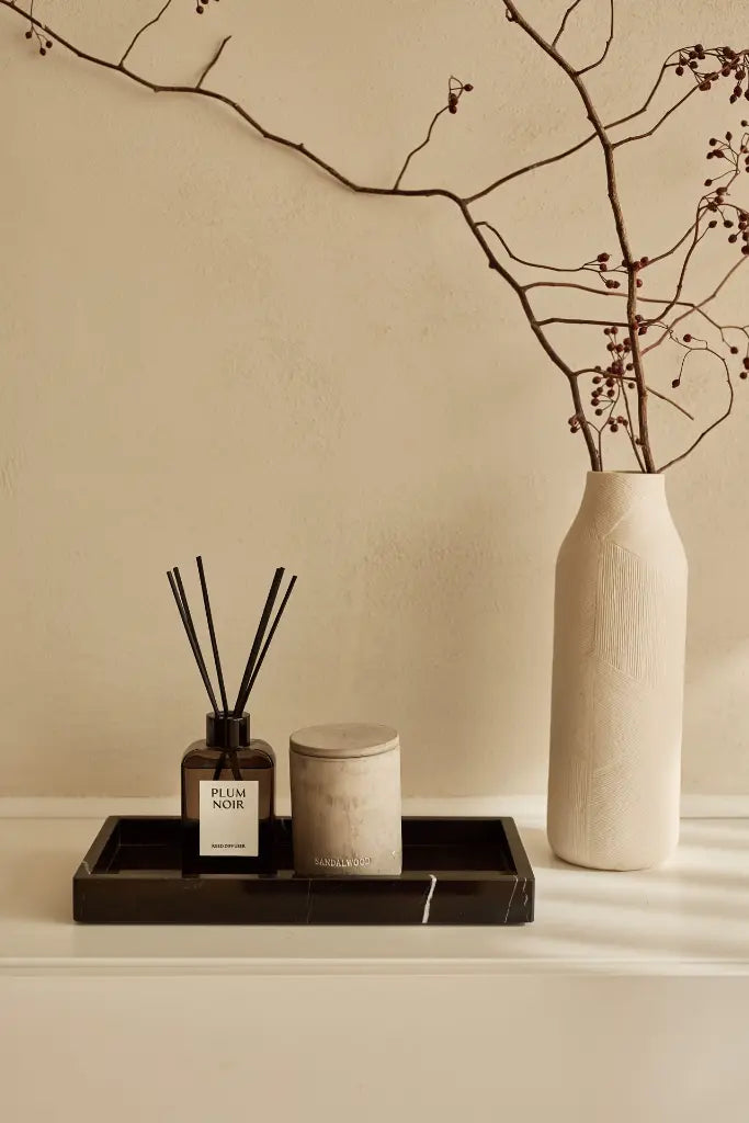 Rectangle Marble Tray with Edges (Black)