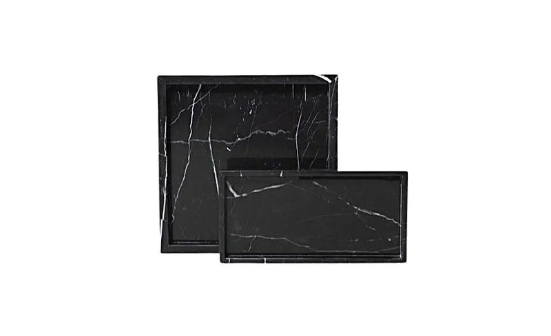 Rectangle Marble Tray with Edges (Black)