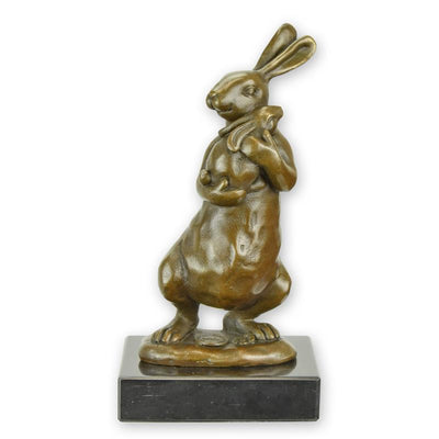 Rabbit with Little Bunny Statue (Hot Cast Bronze Sculpture)
