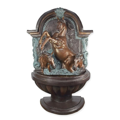 Wall Fountain with Horses (Hot Cast Bronze Sculpture)