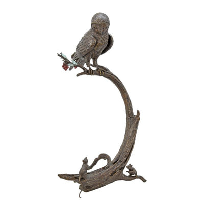 Owl on a Tree Statue (Hot Cast Bronze Sculpture)
