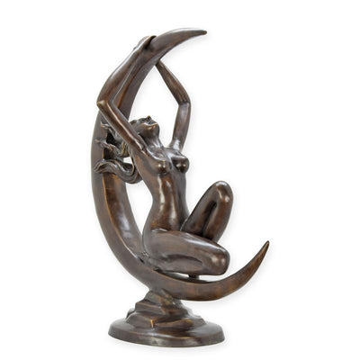 Female Nude on the Moon Statue (Hot Cast Bronze Sculpture)