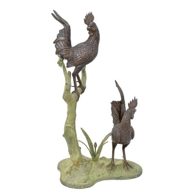 Two Roosters Statue (Hot Cast Bronze Sculpture)