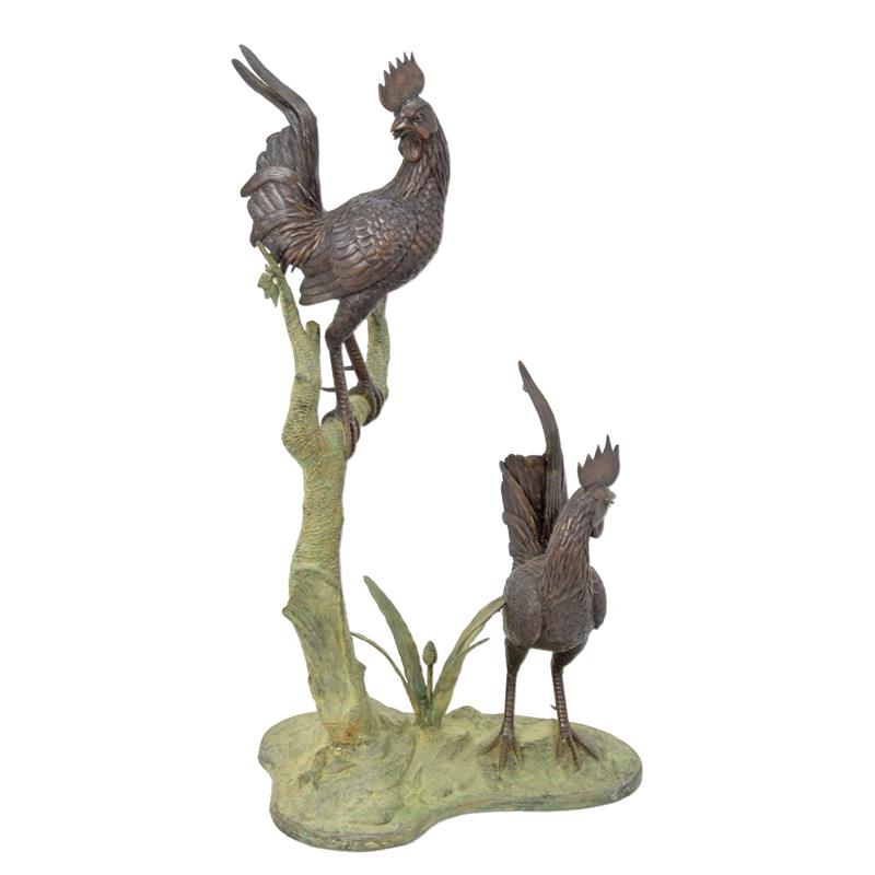 Two Roosters Statue (Hot Cast Bronze Sculpture)