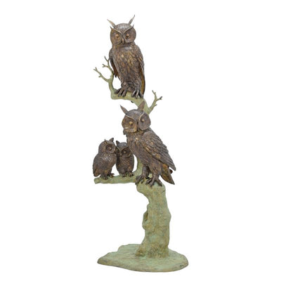 Owl Family Statue (Hot Cast Bronze Sculpture)