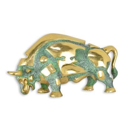 Modernist Bull Statue (Green - Hot Cast Bronze Sculpture)