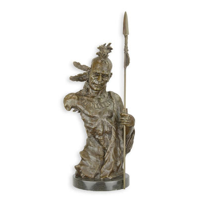 Indian Warrior Torso Statue (Hot Cast Bronze Sculpture)