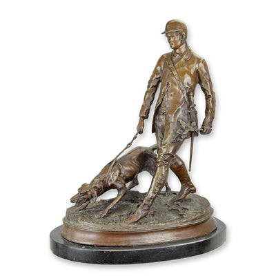 Valet with Bloodhound Statue (Hot Cast Bronze Sculpture)
