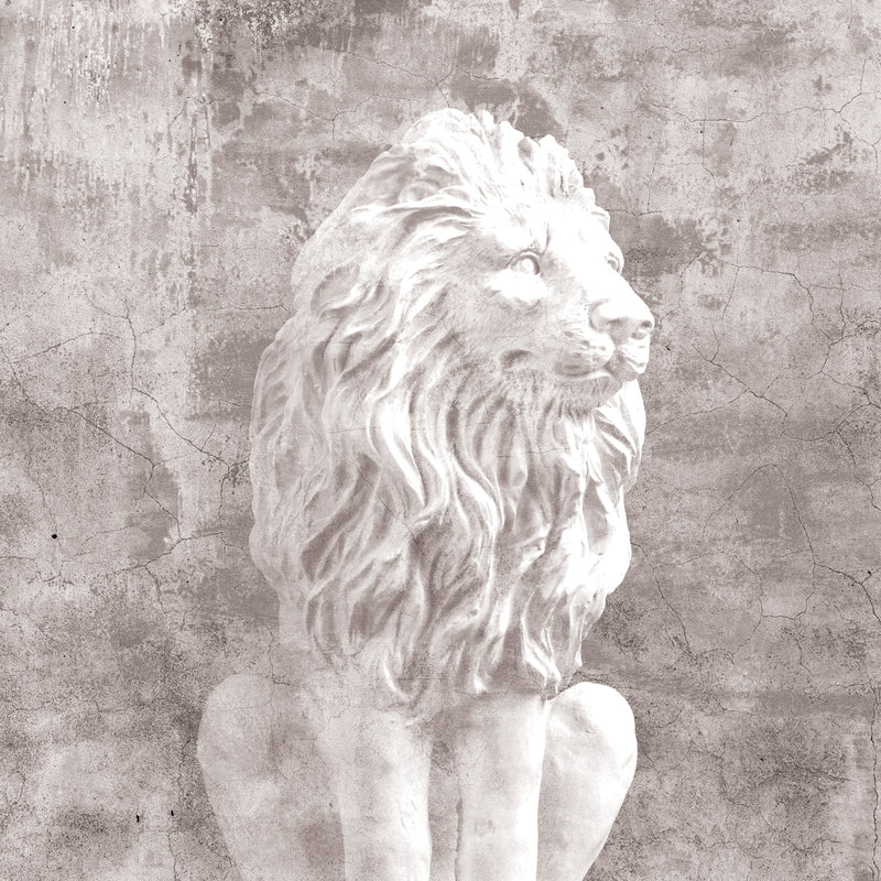 Gray Cushion Cover with Lion Print