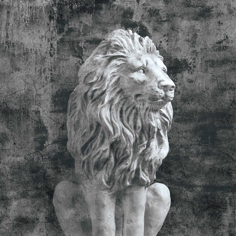 Dark Gray Cushion Cover with Lion Print
