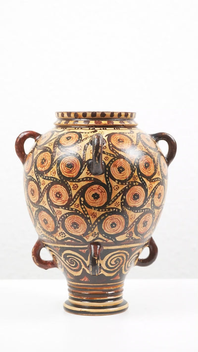 Minoan Greek Vase with Geometric Art Painting