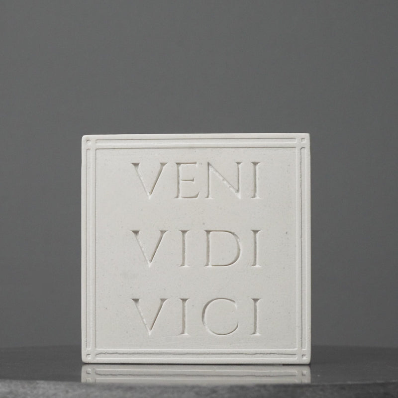 Veni Vidi Vici Bookend – Roman Carved Inscription Sculpture