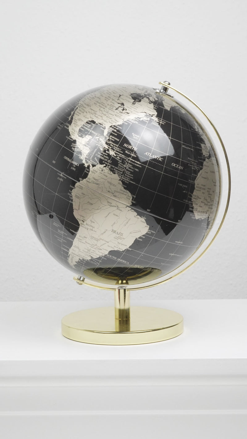 Golden & Black Earth World Globe